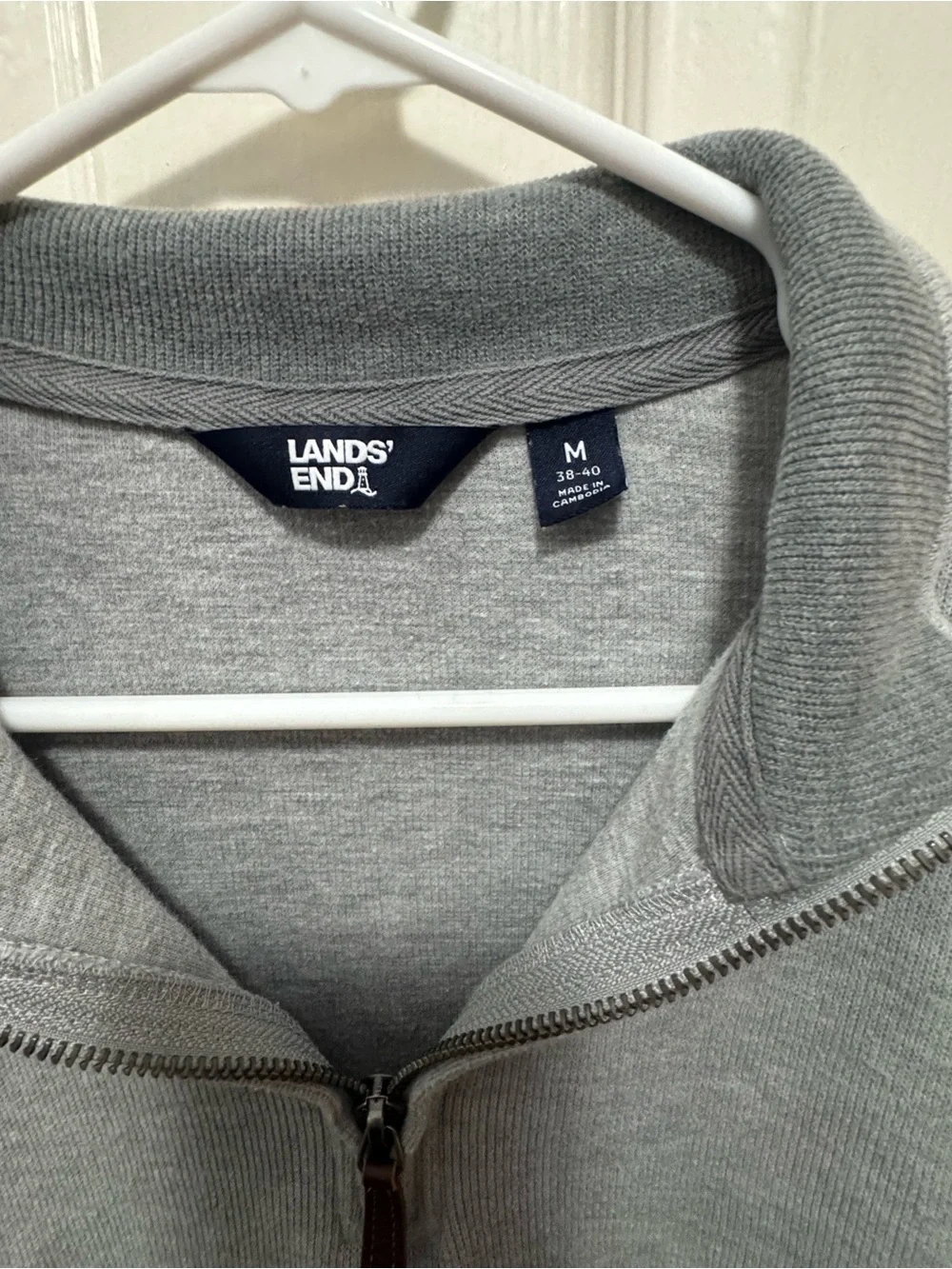 Lands' End Men's Light Grey Half-Zip Pullover Sweater